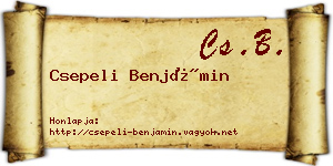 Csepeli Benjámin névjegykártya